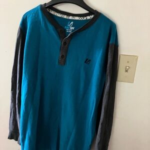 Blue and Black Men's Henley Shirt XL Amplify